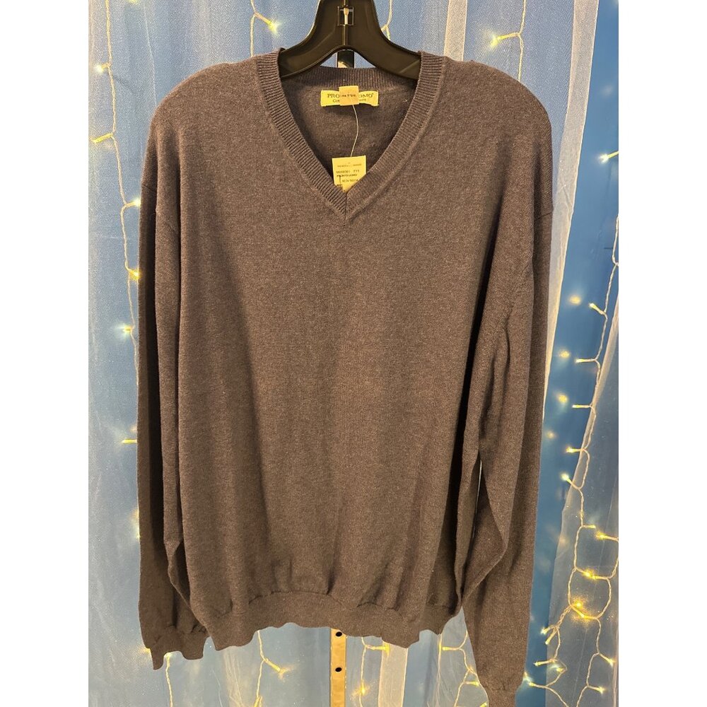 Pronto Uomo Mens XXL V-Neck Sweater Cotton Cashmere Blend Blue New With Tags